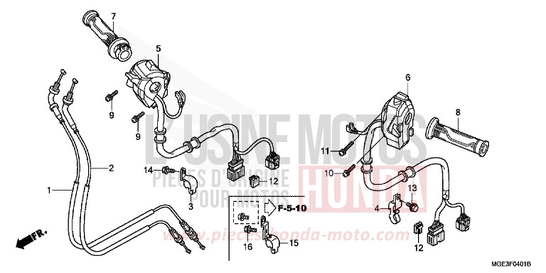 COMMUTATEUR/CABLE (VFR1200FD) de VFR1200F DCT DARKNESS BLACK METALLIC (NH463) de 2011